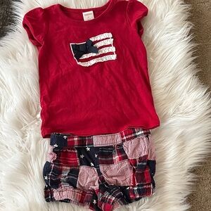 Gymboree Red Top and Plaid Shorts Set